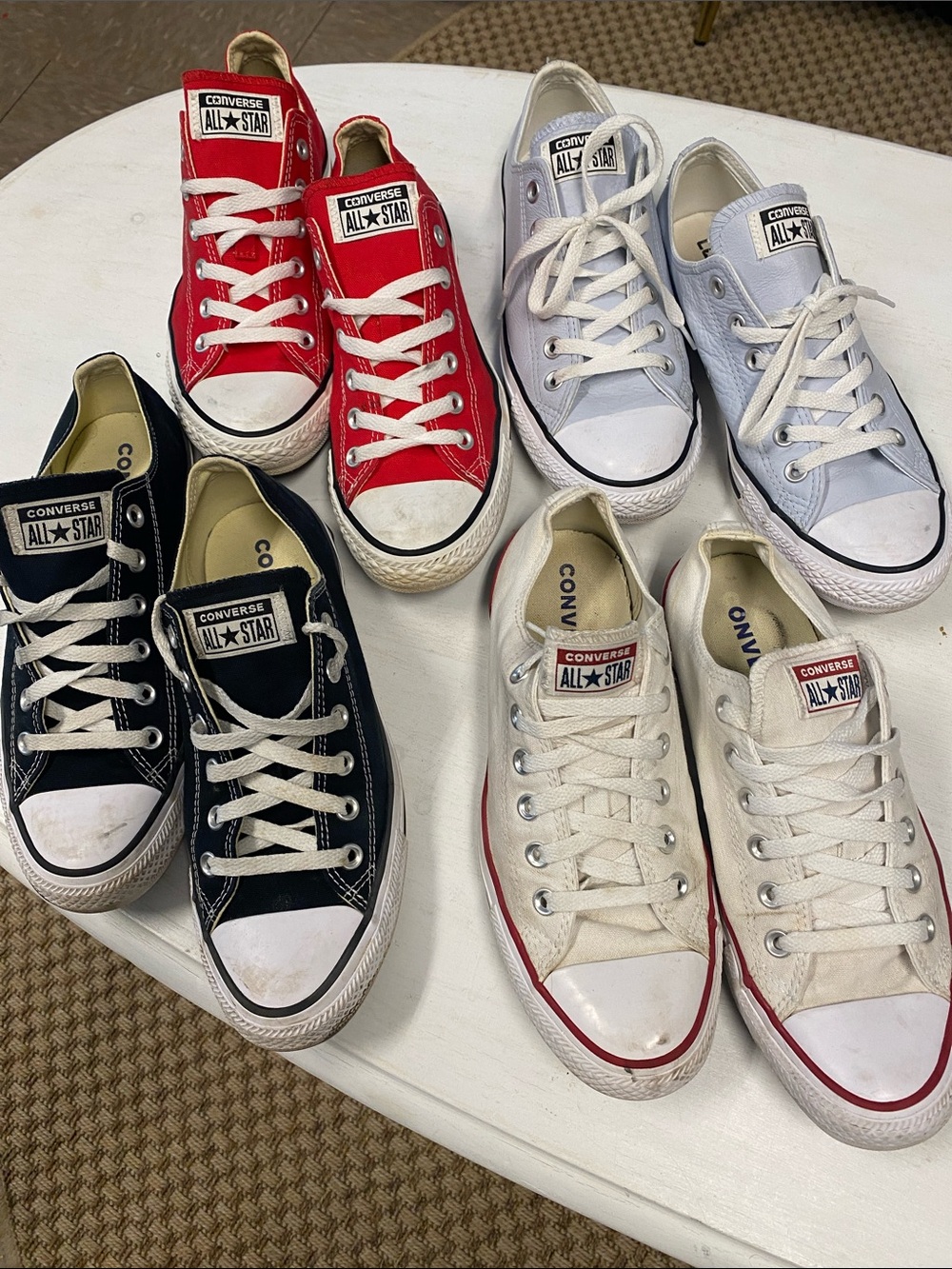 Converse Low Top Sneakers - Red, Black, White, Light Blue